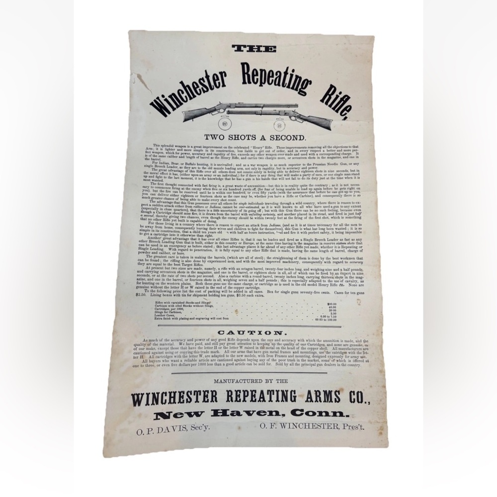 Vintage Winchester Repeating Rifle Advertising Ad‎ Poster 11.25x18.25